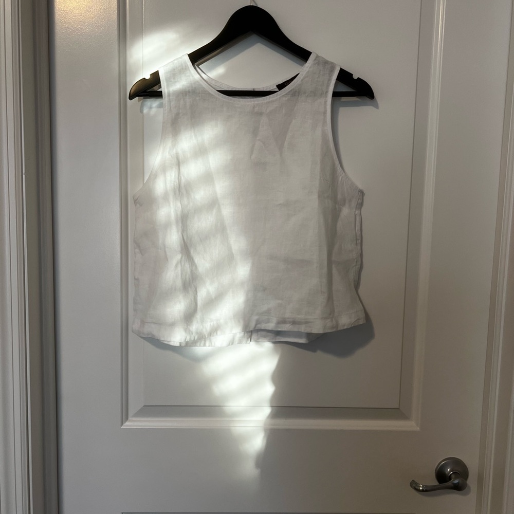 NWT Quince 100% European Linen Cropped Tank
